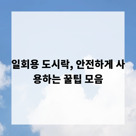 일회용 도시락, 안전하게 사용하는 꿀팁 모음