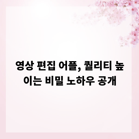 영상 편집 어플, 퀄리티 높이는 비밀 노하우 공개