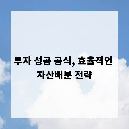 투자 성공 공식, 효율적인 자산배분 전략