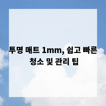 투명 매트 1mm, 쉽고 빠른 청소 및 관리 팁