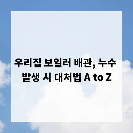 우리집 보일러 배관, 누수 발생 시 대처법 A to Z