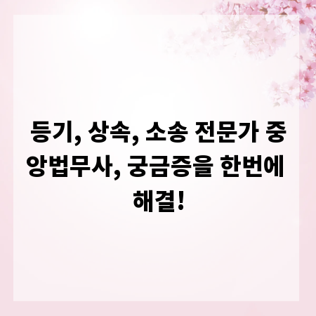 등기, 상속, 소송 전문가 중앙법무사, 궁금증을 한번에 해결!