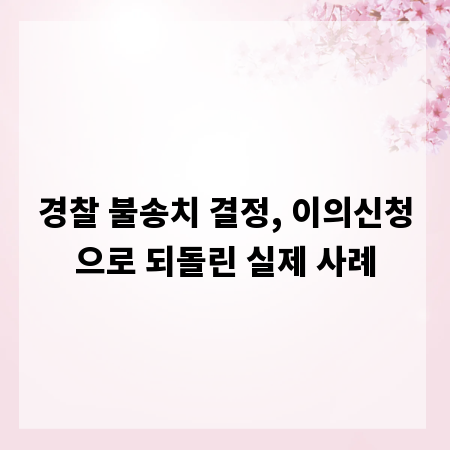 경찰 불송치 결정, 이의신청으로 되돌린 실제 사례