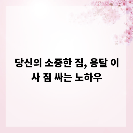 당신의 소중한 짐, 용달 이사 짐 싸는 노하우