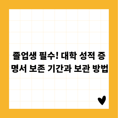 졸업생 필수! 대학 성적 증명서 보존 기간과 보관 방법