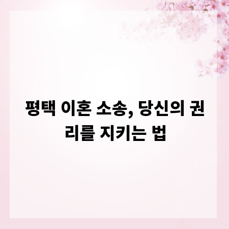 평택 이혼 소송, 당신의 권리를 지키는 법