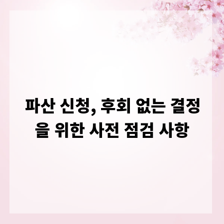 파산 신청, 후회 없는 결정을 위한 사전 점검 사항
