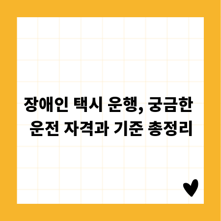장애인 택시 운행, 궁금한 운전 자격과 기준 총정리