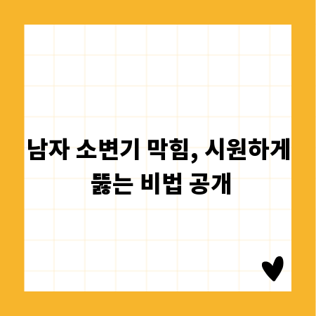 남자 소변기 막힘, 시원하게 뚫는 비법 공개