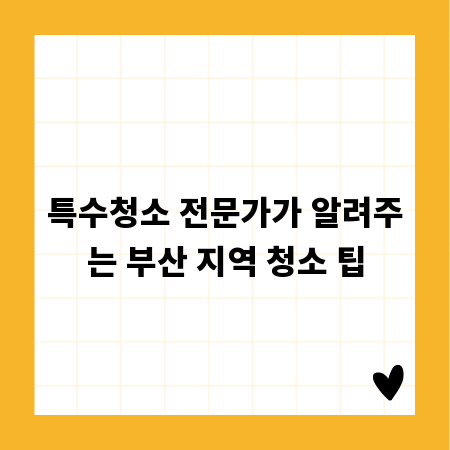 특수청소 전문가가 알려주는 부산 지역 청소 팁