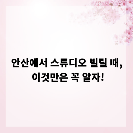 안산에서 스튜디오 빌릴 때, 이것만은 꼭 알자!