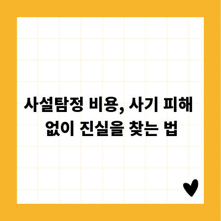 사설탐정 비용, 사기 피해 없이 진실을 찾는 법