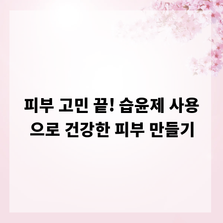피부 고민 끝! 습윤제 사용으로 건강한 피부 만들기