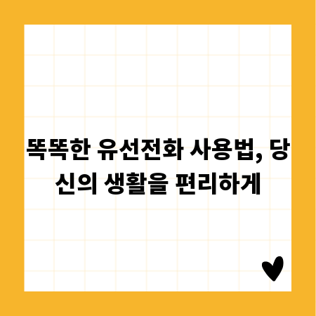 똑똑한 유선전화 사용법, 당신의 생활을 편리하게