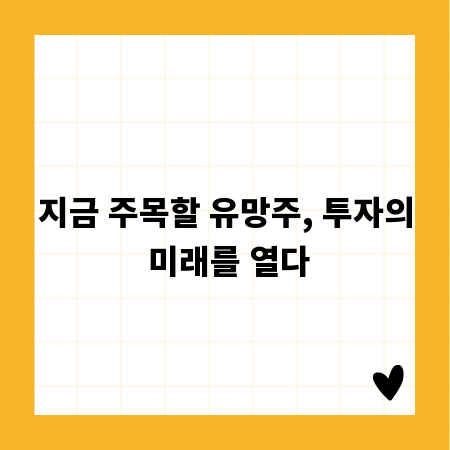 지금 주목할 유망주, 투자의 미래를 열다
