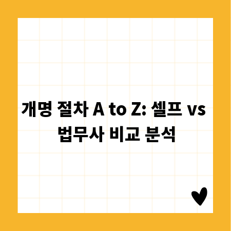개명 절차 A to Z: 셀프 vs 법무사 비교 분석