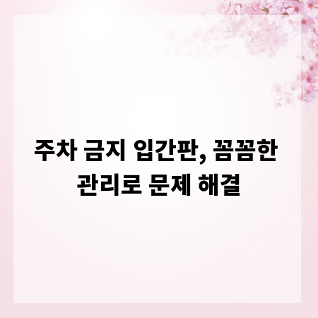 주차 금지 입간판, 꼼꼼한 관리로 문제 해결