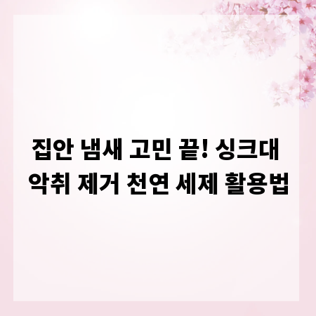 집안 냄새 고민 끝! 싱크대 악취 제거 천연 세제 활용법