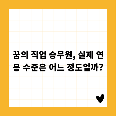 꿈의 직업 승무원, 실제 연봉 수준은 어느 정도일까?