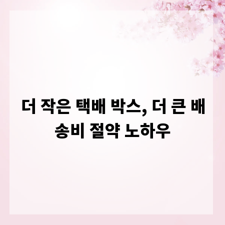 더 작은 택배 박스, 더 큰 배송비 절약 노하우