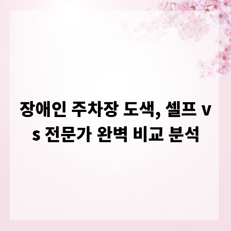 장애인 주차장 도색, 셀프 vs 전문가 완벽 비교 분석