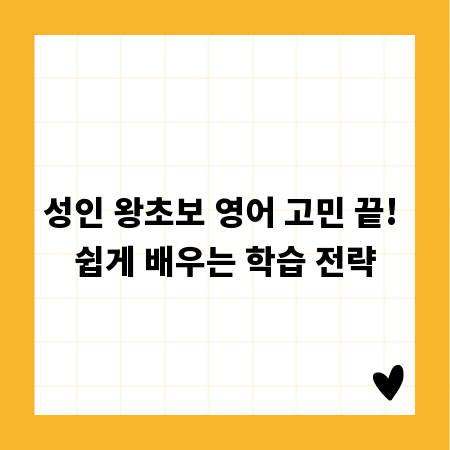 성인 왕초보 영어 고민 끝! 쉽게 배우는 학습 전략