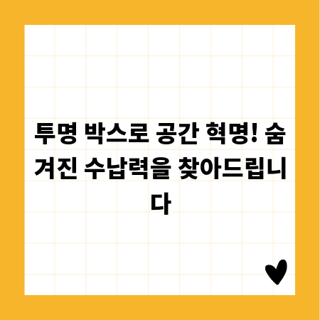 투명 박스로 공간 혁명! 숨겨진 수납력을 찾아드립니다