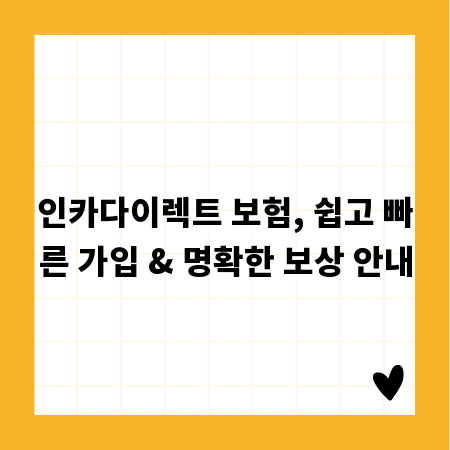 인카다이렉트 보험, 쉽고 빠른 가입 & 명확한 보상 안내