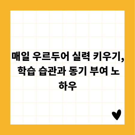 매일 우르두어 실력 키우기, 학습 습관과 동기 부여 노하우