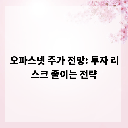 오파스넷 주가 전망: 투자 리스크 줄이는 전략
