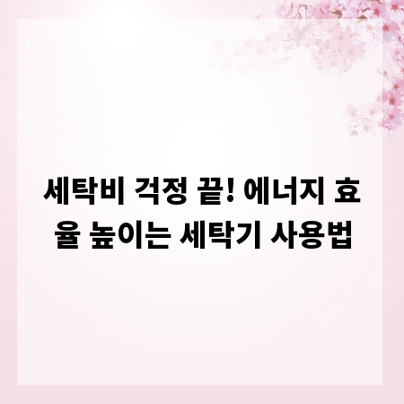 세탁비 걱정 끝! 에너지 효율 높이는 세탁기 사용법