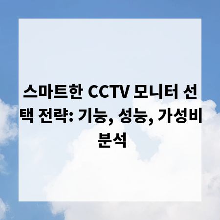 스마트한 CCTV 모니터 선택 전략: 기능, 성능, 가성비 분석