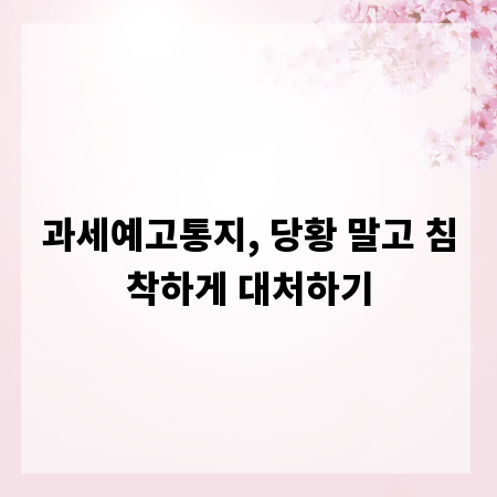 과세예고통지, 당황 말고 침착하게 대처하기