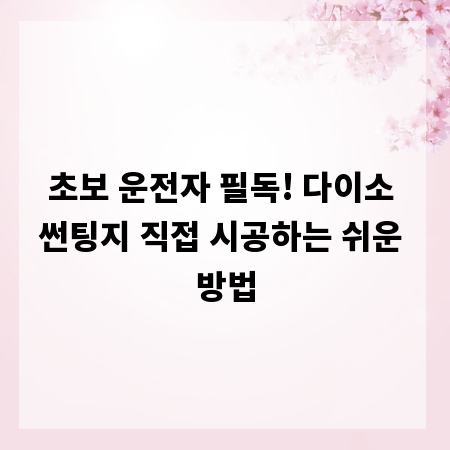 초보 운전자 필독! 다이소 썬팅지 직접 시공하는 쉬운 방법