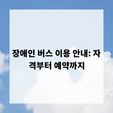 장애인 버스 이용 안내: 자격부터 예약까지