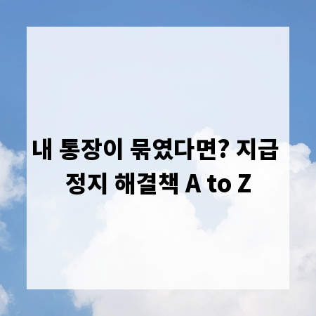 내 통장이 묶였다면? 지급 정지 해결책 A to Z
