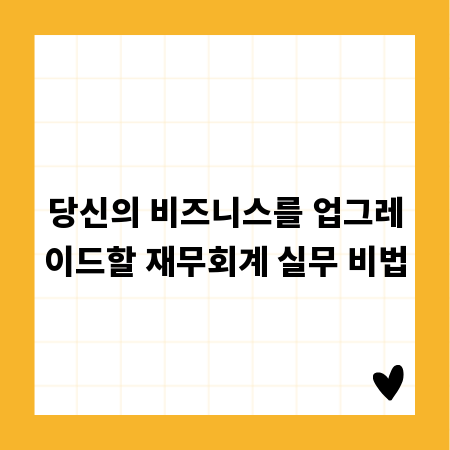 당신의 비즈니스를 업그레이드할 재무회계 실무 비법