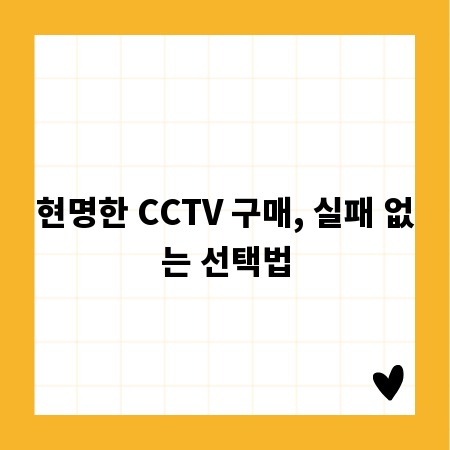 현명한 CCTV 구매, 실패 없는 선택법