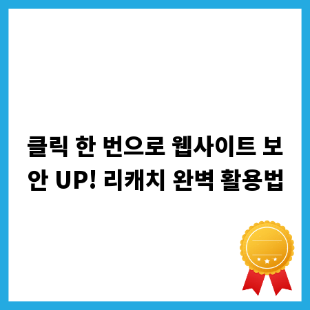 클릭 한 번으로 웹사이트 보안 UP! 리캐치 완벽 활용법