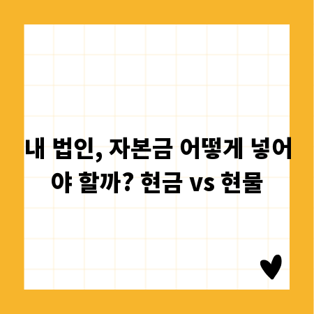 내 법인, 자본금 어떻게 넣어야 할까? 현금 vs 현물