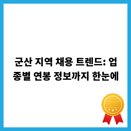 군산 지역 채용 트렌드: 업종별 연봉 정보까지 한눈에