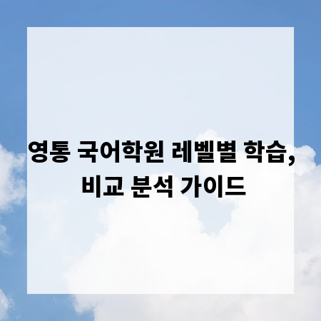 영통 국어학원 레벨별 학습, 비교 분석 가이드