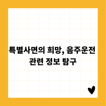 특별사면의 희망, 음주운전 관련 정보 탐구
