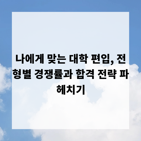 나에게 맞는 대학 편입, 전형별 경쟁률과 합격 전략 파헤치기