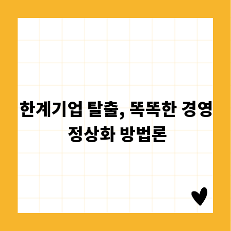 한계기업 탈출, 똑똑한 경영 정상화 방법론