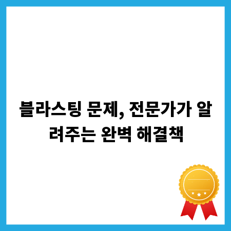 블라스팅 문제, 전문가가 알려주는 완벽 해결책