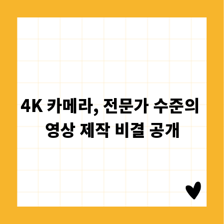 4K 카메라, 전문가 수준의 영상 제작 비결 공개