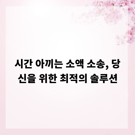 시간 아끼는 소액 소송, 당신을 위한 최적의 솔루션