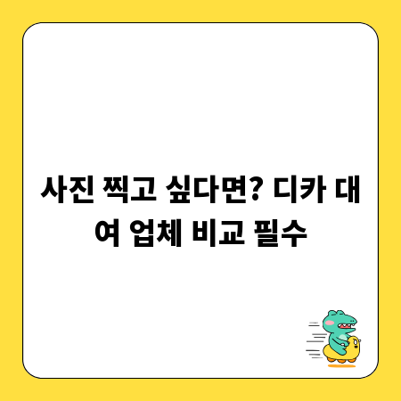 사진 찍고 싶다면? 디카 대여 업체 비교 필수