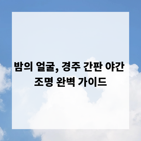 밤의 얼굴, 경주 간판 야간 조명 완벽 가이드